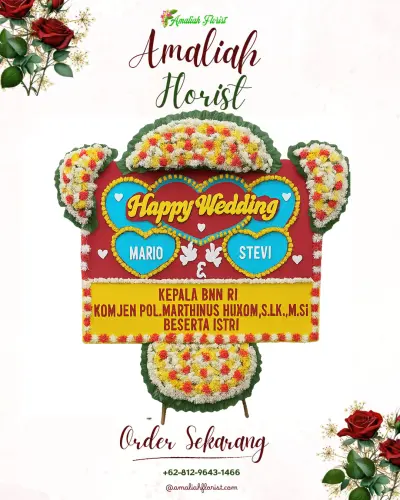Karangan Papan Bunga Pernikahan di Purwasana